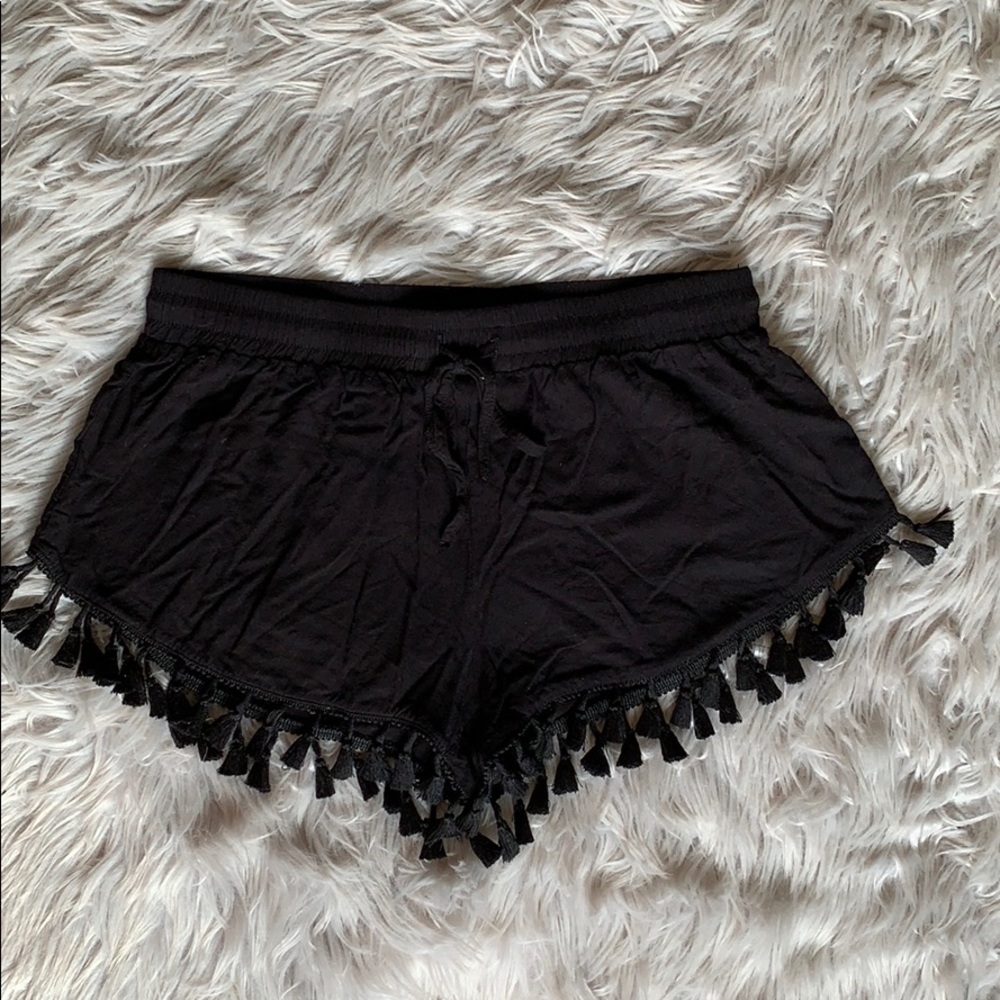 comfortable black tie shorts